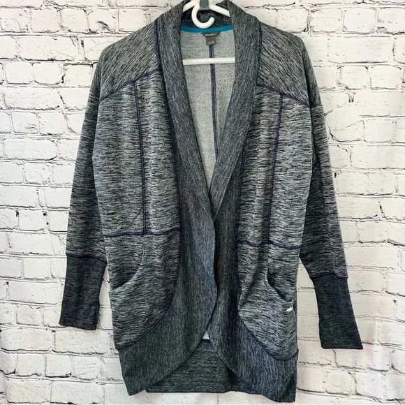 Eddie‎ Bauer Women’s Marled Navy Blue Open Front Long Sleeve Cardigan Size Large - Picture 1 of 10
